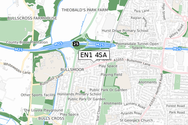 EN1 4SA map - small scale - OS Open Zoomstack (Ordnance Survey)