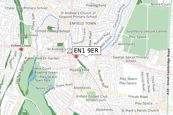 EN1 9ER map - small scale - OS Open Zoomstack (Ordnance Survey)