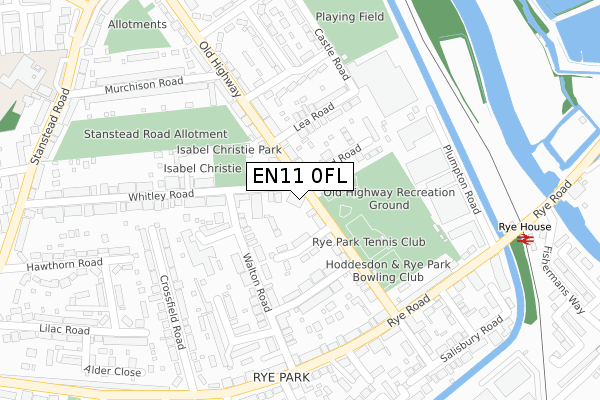 EN11 0FL map - large scale - OS Open Zoomstack (Ordnance Survey)