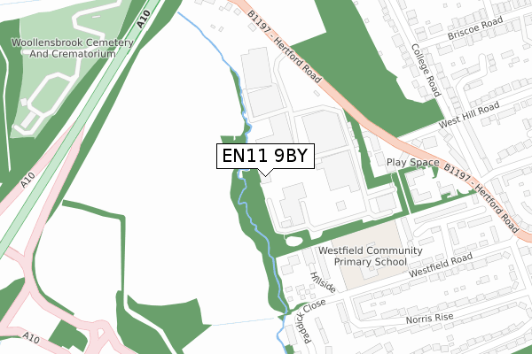 EN11 9BY map - large scale - OS Open Zoomstack (Ordnance Survey)