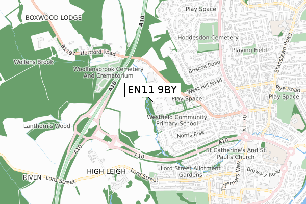 EN11 9BY map - small scale - OS Open Zoomstack (Ordnance Survey)
