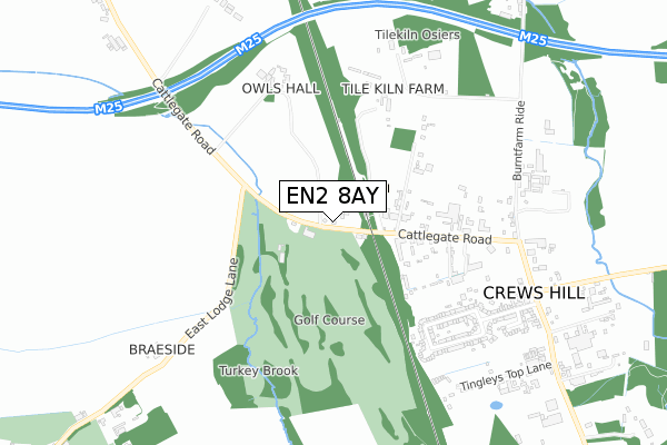EN2 8AY map - small scale - OS Open Zoomstack (Ordnance Survey)