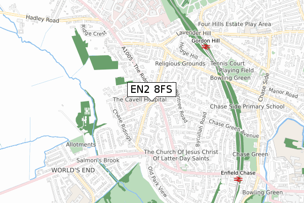 EN2 8FS map - small scale - OS Open Zoomstack (Ordnance Survey) EN2 8FS map - small scale - OS Open Zoomstack (Ordnance Survey)