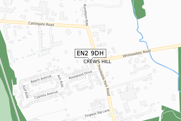 EN2 9DH map - large scale - OS Open Zoomstack (Ordnance Survey)