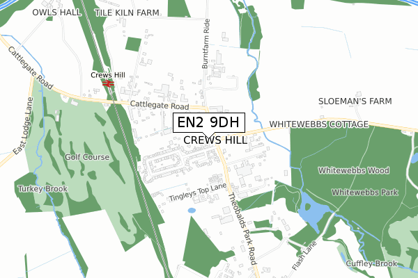 EN2 9DH map - small scale - OS Open Zoomstack (Ordnance Survey)