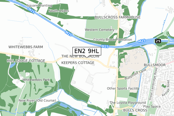 EN2 9HL map - small scale - OS Open Zoomstack (Ordnance Survey)
