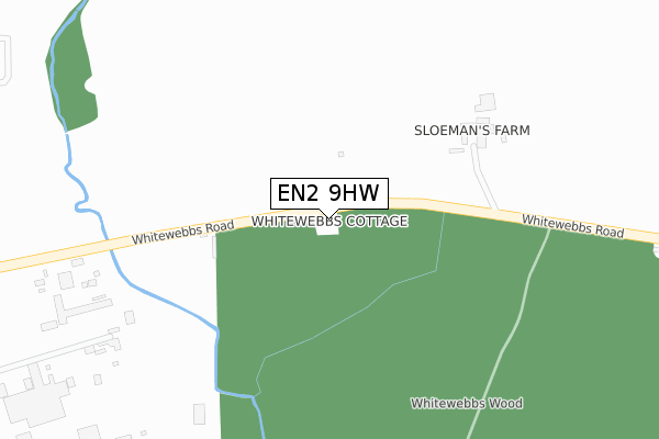 EN2 9HW map - large scale - OS Open Zoomstack (Ordnance Survey)