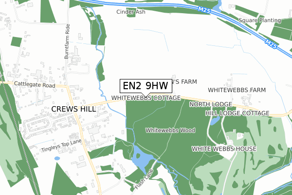 EN2 9HW map - small scale - OS Open Zoomstack (Ordnance Survey)