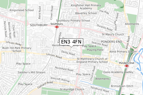 EN3 4FN map - small scale - OS Open Zoomstack (Ordnance Survey) EN3 4FN map - small scale - OS Open Zoomstack (Ordnance Survey)