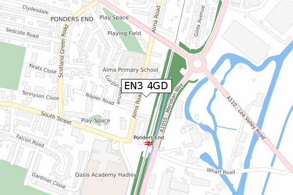 EN3 4GD map - large scale - OS Open Zoomstack (Ordnance Survey)