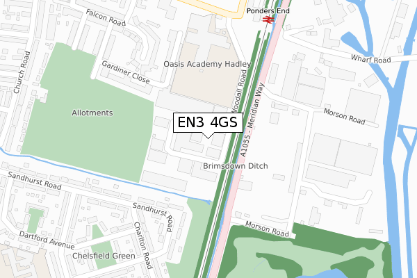 EN3 4GS map - large scale - OS Open Zoomstack (Ordnance Survey)