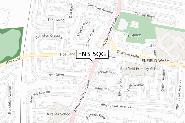 EN3 5QG map - large scale - OS Open Zoomstack (Ordnance Survey)