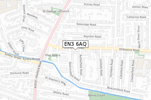 EN3 6AQ map - large scale - OS Open Zoomstack (Ordnance Survey)
