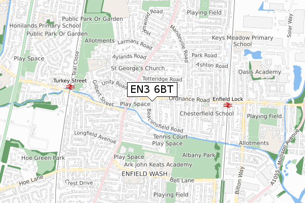 EN3 6BT map - small scale - OS Open Zoomstack (Ordnance Survey)