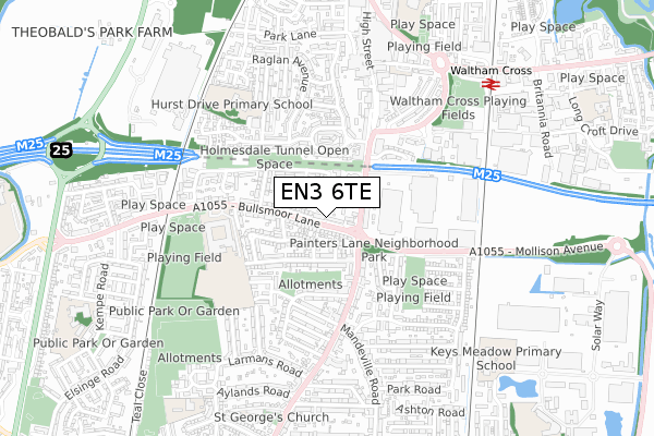 EN3 6TE map - small scale - OS Open Zoomstack (Ordnance Survey)