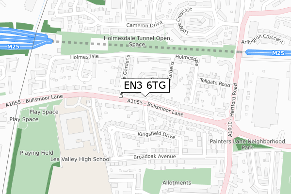 EN3 6TG map - large scale - OS Open Zoomstack (Ordnance Survey)