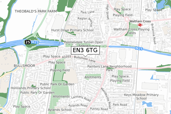 EN3 6TG map - small scale - OS Open Zoomstack (Ordnance Survey)