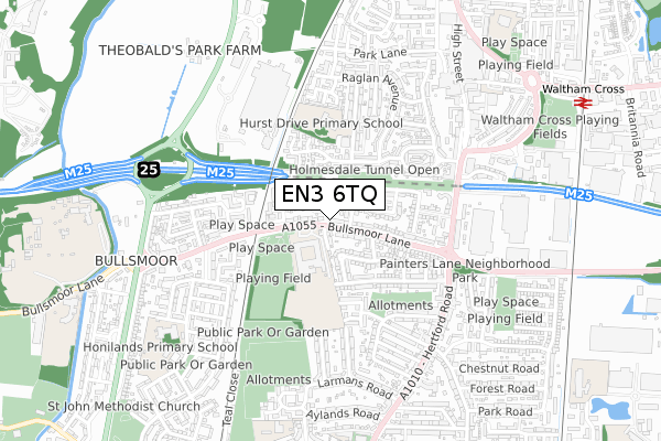 EN3 6TQ map - small scale - OS Open Zoomstack (Ordnance Survey)