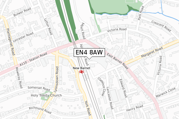 EN4 8AW map - large scale - OS Open Zoomstack (Ordnance Survey)