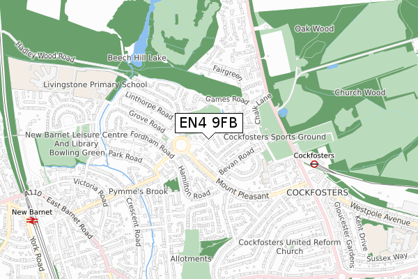 EN4 9FB map - small scale - OS Open Zoomstack (Ordnance Survey) EN4 9FB map - small scale - OS Open Zoomstack (Ordnance Survey)