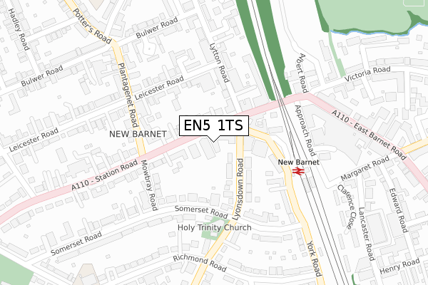 EN5 1TS map - large scale - OS Open Zoomstack (Ordnance Survey)