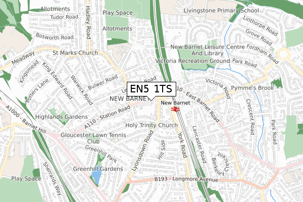 EN5 1TS map - small scale - OS Open Zoomstack (Ordnance Survey) EN5 1TS map - small scale - OS Open Zoomstack (Ordnance Survey)