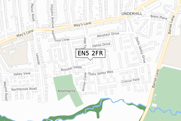 EN5 2FR map - large scale - OS Open Zoomstack (Ordnance Survey)