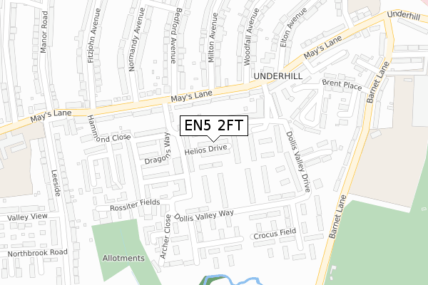 EN5 2FT map - large scale - OS Open Zoomstack (Ordnance Survey)