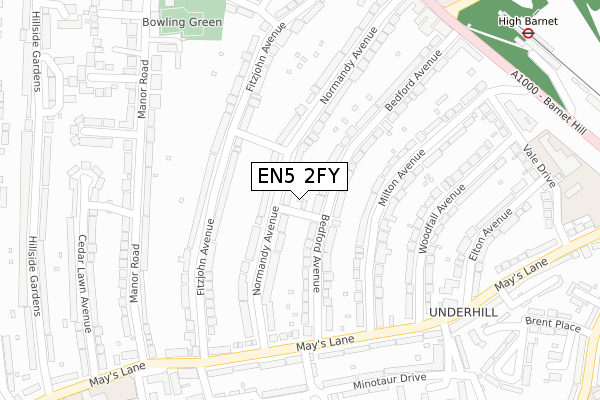 EN5 2FY map - large scale - OS Open Zoomstack (Ordnance Survey)