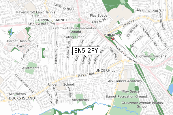 EN5 2FY map - small scale - OS Open Zoomstack (Ordnance Survey) EN5 2FY map - small scale - OS Open Zoomstack (Ordnance Survey)