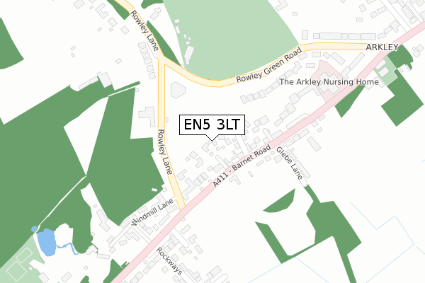EN5 3LT map - large scale - OS Open Zoomstack (Ordnance Survey)