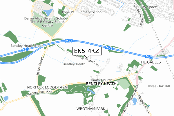 EN5 4RZ map - small scale - OS Open Zoomstack (Ordnance Survey)
