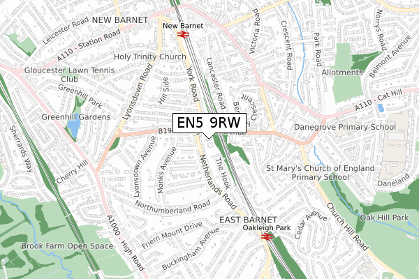 EN5 9RW map - small scale - OS Open Zoomstack (Ordnance Survey) EN5 9RW map - small scale - OS Open Zoomstack (Ordnance Survey)