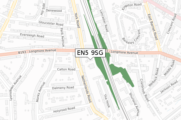 EN5 9SG map - large scale - OS Open Zoomstack (Ordnance Survey)