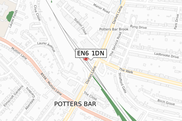 EN6 1DN map - large scale - OS Open Zoomstack (Ordnance Survey)