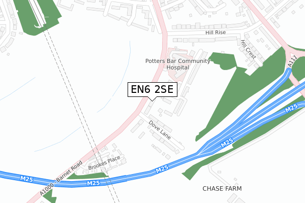 EN6 2SE map - large scale - OS Open Zoomstack (Ordnance Survey)