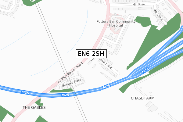EN6 2SH map - large scale - OS Open Zoomstack (Ordnance Survey)