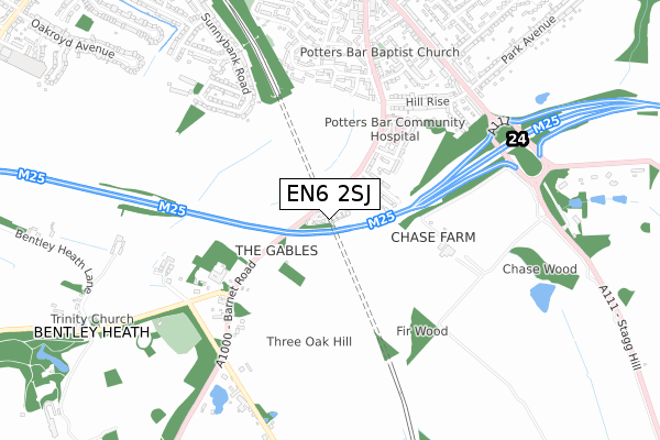 EN6 2SJ map - small scale - OS Open Zoomstack (Ordnance Survey)