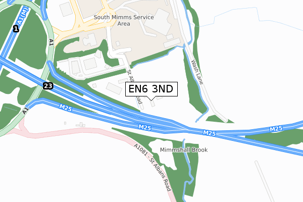 EN6 3ND map - large scale - OS Open Zoomstack (Ordnance Survey)