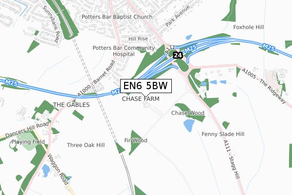 EN6 5BW map - small scale - OS Open Zoomstack (Ordnance Survey)