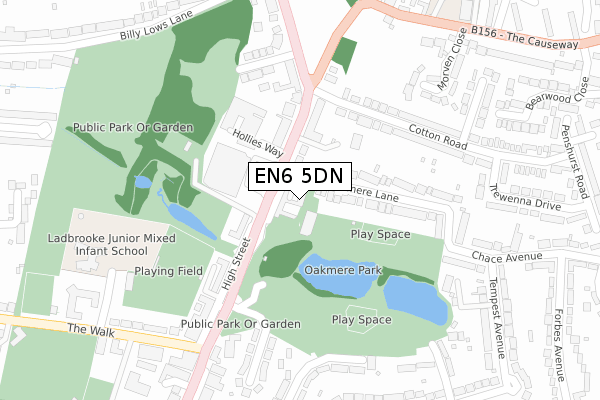EN6 5DN map - large scale - OS Open Zoomstack (Ordnance Survey)