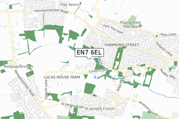 EN7 6EL map - small scale - OS Open Zoomstack (Ordnance Survey)