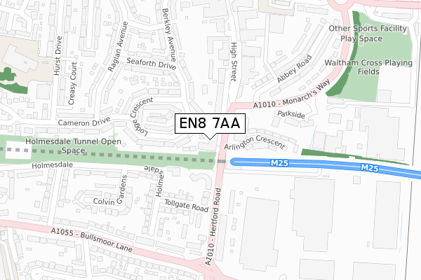 EN8 7AA map - large scale - OS Open Zoomstack (Ordnance Survey)