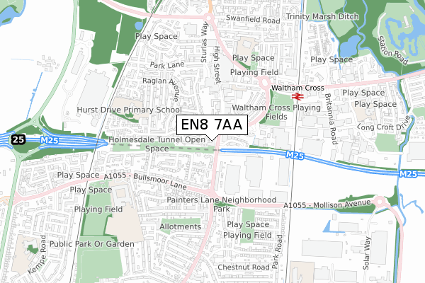 EN8 7AA map - small scale - OS Open Zoomstack (Ordnance Survey)