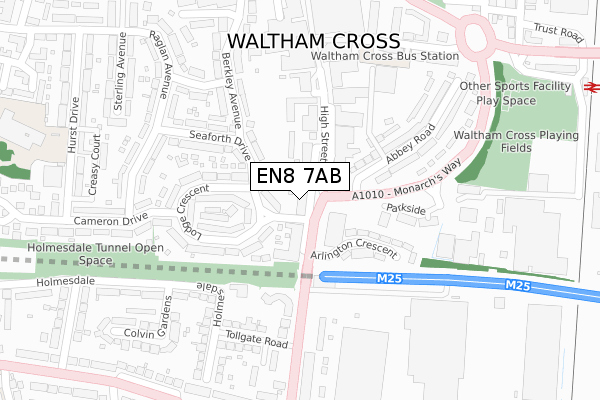 EN8 7AB map - large scale - OS Open Zoomstack (Ordnance Survey)