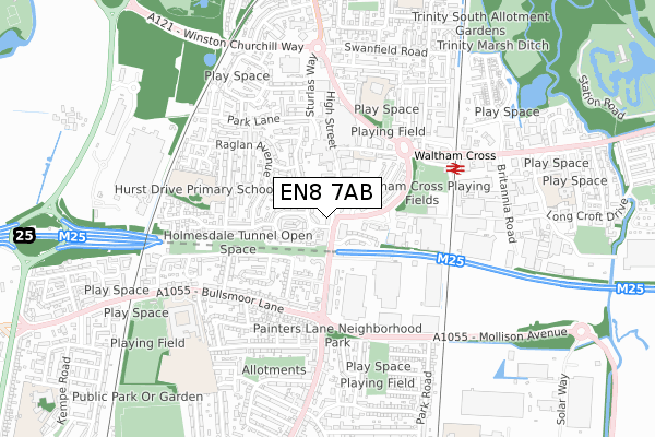 EN8 7AB map - small scale - OS Open Zoomstack (Ordnance Survey)