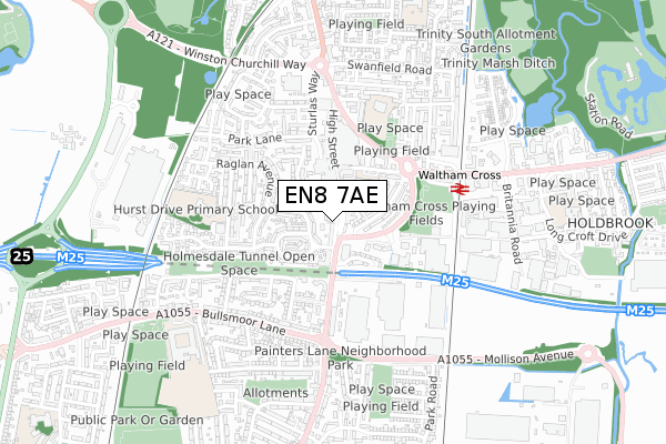 EN8 7AE map - small scale - OS Open Zoomstack (Ordnance Survey)