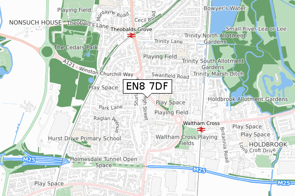 EN8 7DF map - small scale - OS Open Zoomstack (Ordnance Survey)