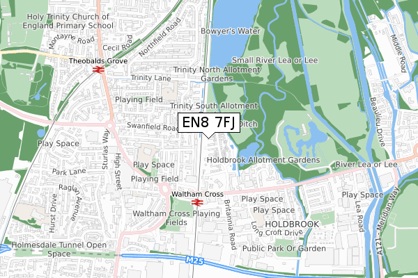 EN8 7FJ map - small scale - OS Open Zoomstack (Ordnance Survey)