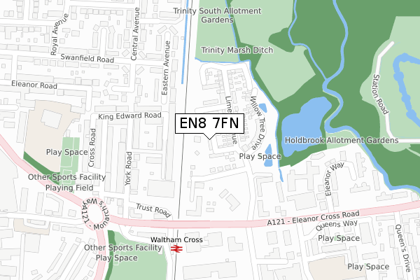 EN8 7FN map - large scale - OS Open Zoomstack (Ordnance Survey)